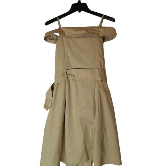 Walter Baker Mustard Cotton Square Neck Belted Y2K Cocktail Mini Dress 2 NWT - Picture 7 of 9